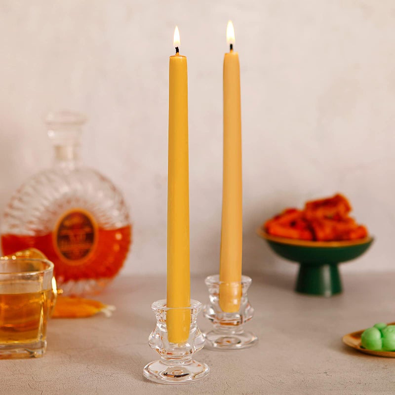 ENCANLIGHT Beeswax Taper Candles  10"" 12Pack Pure Bees Wax Candle Tapered Candles Bulk - Dripless and Smokeless - Long Burning Time for Home Decor  Party - Image 4